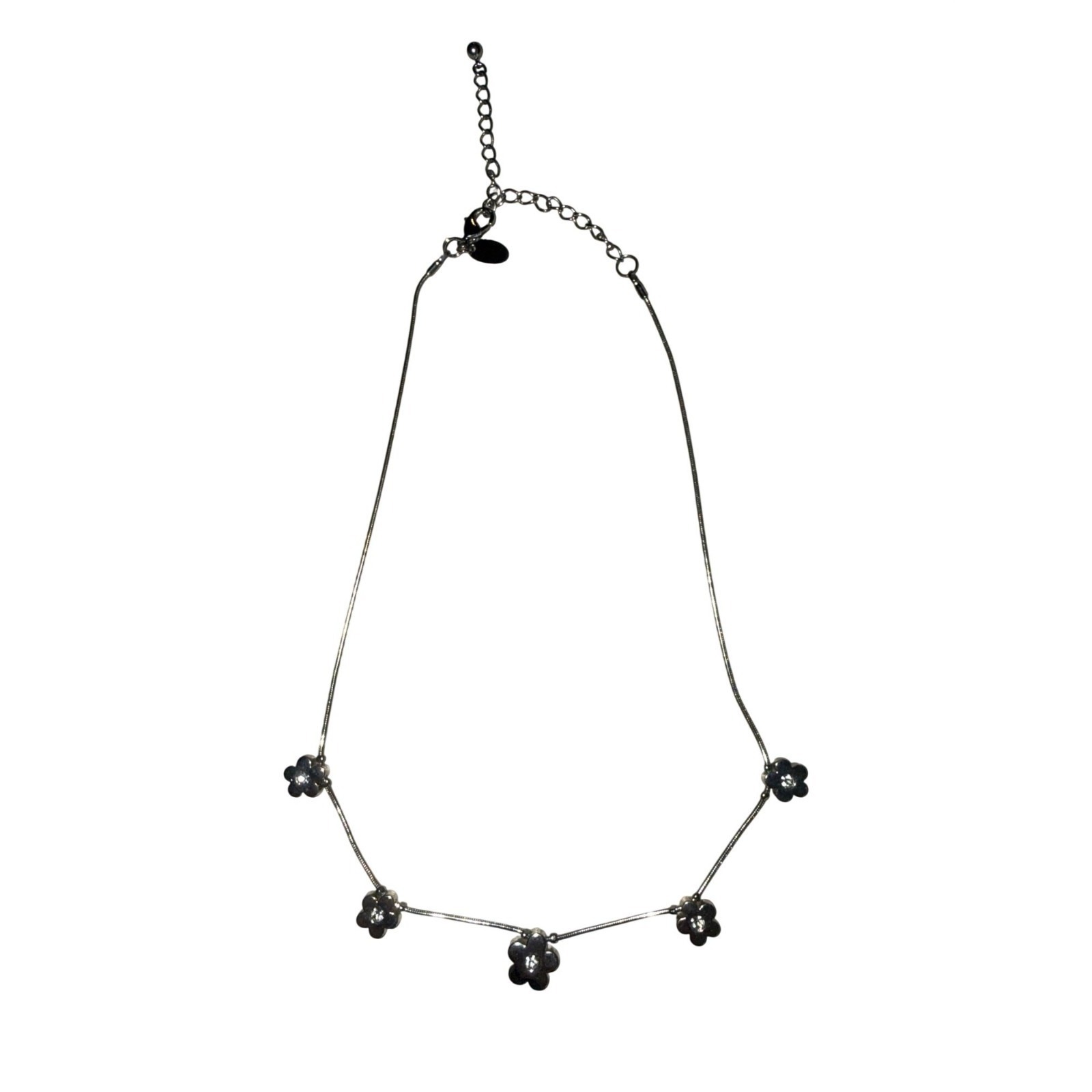 Lia Sophia "Wallflower" Flowered Crystal Accents Silver Tone Necklace